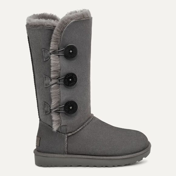 UGG Bailey Button Triplet II Tall Boots (7.5) in Gray Sheepskin Fur Cozy Shoes - Picture 13 of 13